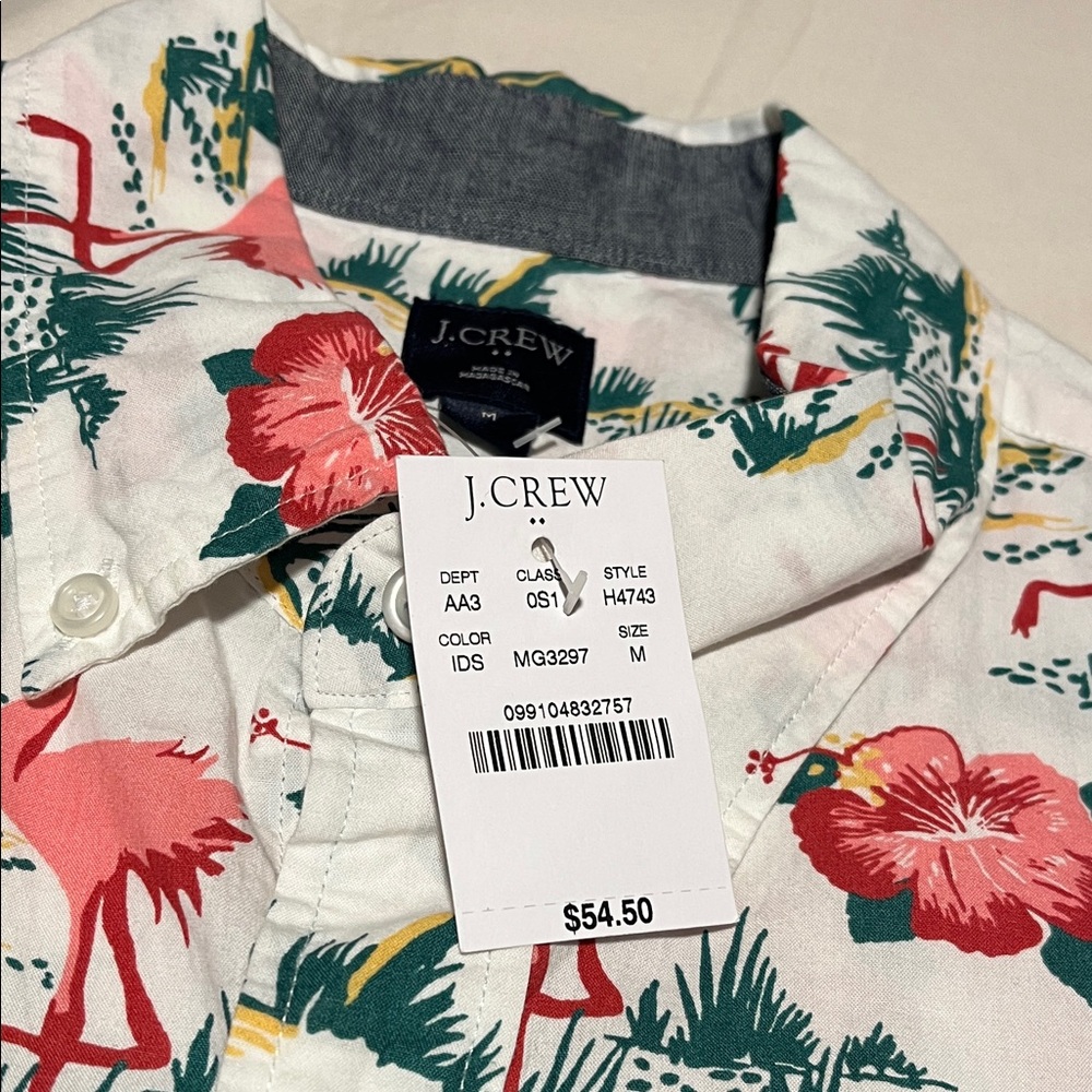 J Crew Tropical Flamingo Print Men's Shirt - Picture 2 of 3